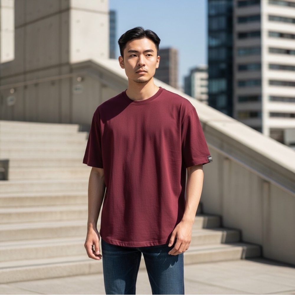 Forever 21 Men's Maroon Crew Neck Short Sleeve Tee  Size (Med)
